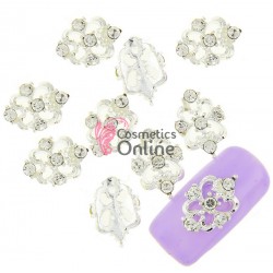 Decoratiuni 3D Metalice 118 Argintii cu piatra Full Tips 